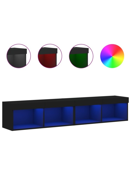TV skříňky s LED osvětlením 2 ks černé 80 x 30 x 30 cm