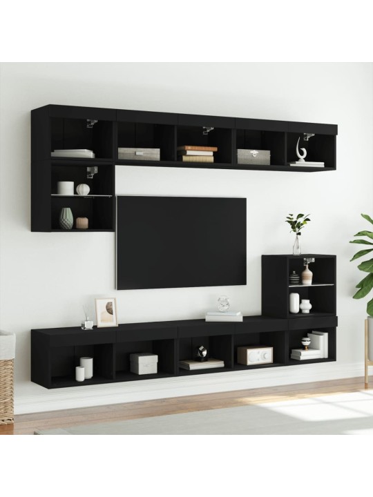 TV skříňky s LED osvětlením 2 ks černé 80 x 30 x 30 cm