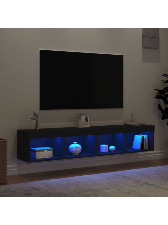TV skříňky s LED osvětlením 2 ks černé 80 x 30 x 30 cm