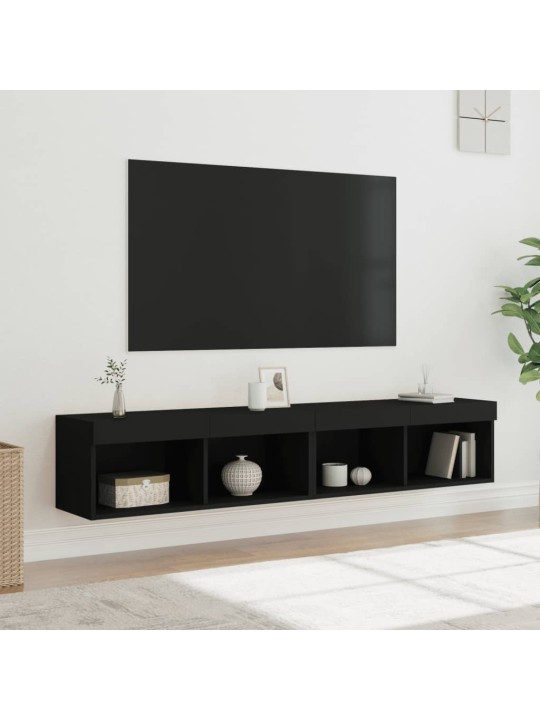 TV skříňky s LED osvětlením 2 ks černé 80 x 30 x 30 cm