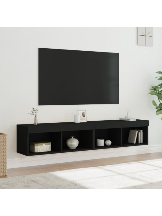 TV skříňky s LED osvětlením 2 ks černé 80 x 30 x 30 cm