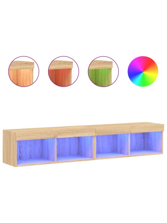 TV skříňky s LED osvětlením 2 ks dub sonoma 80 x 30 x 30 cm