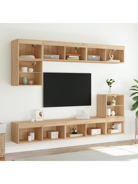 TV skříňky s LED osvětlením 2 ks dub sonoma 80 x 30 x 30 cm