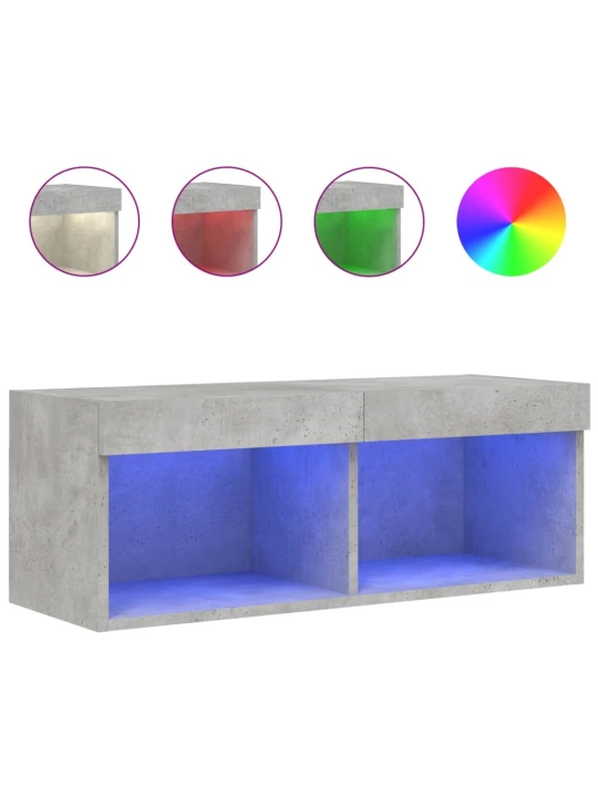 TV skříňka s LED osvětlením betonově šedá 80 x 30 x 30 cm