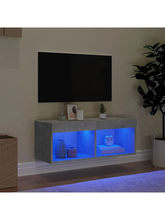 TV skříňka s LED osvětlením betonově šedá 80 x 30 x 30 cm