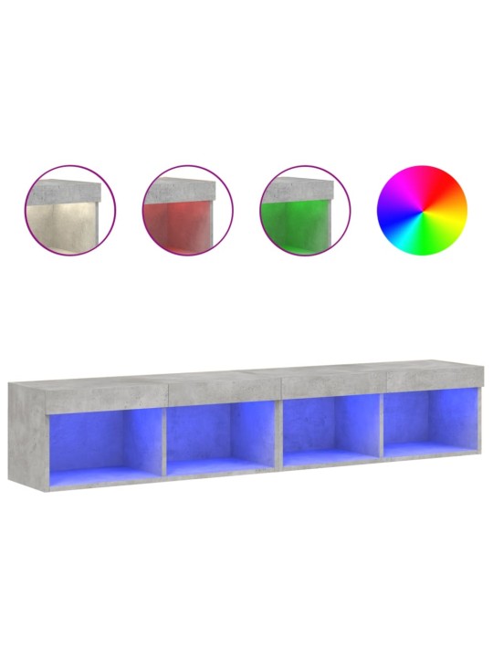 TV skříňky s LED osvětlením 2 ks betonově šedé 80 x 30 x 30 cm