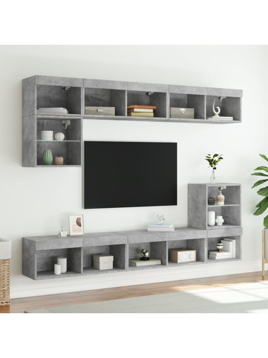TV skříňky s LED osvětlením 2 ks betonově šedé 80 x 30 x 30 cm