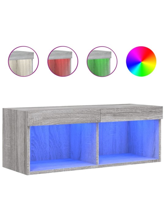 TV skříňka s LED osvětlením šedá sonoma 80 x 30 x 30 cm