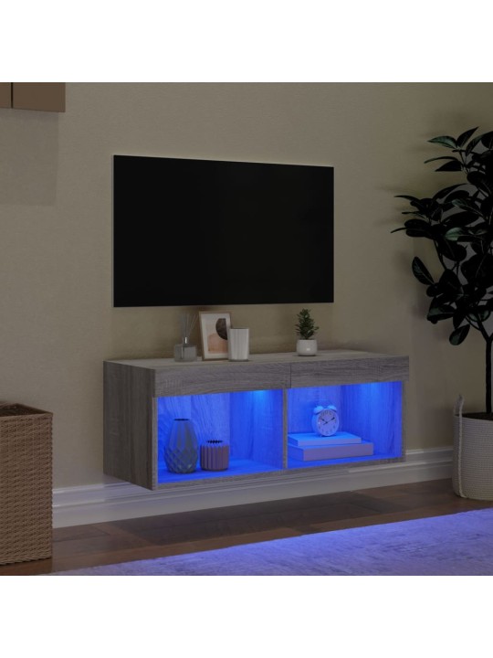 TV skříňka s LED osvětlením šedá sonoma 80 x 30 x 30 cm
