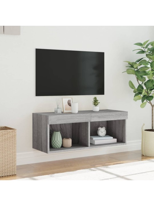 TV skříňka s LED osvětlením šedá sonoma 80 x 30 x 30 cm