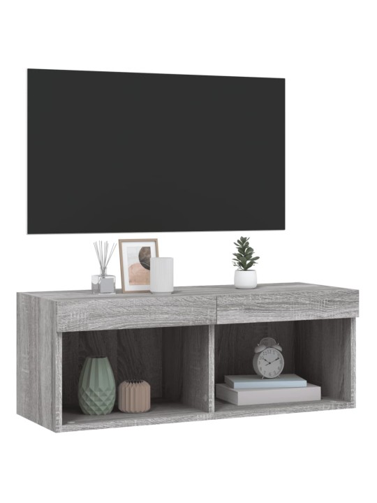 TV skříňka s LED osvětlením šedá sonoma 80 x 30 x 30 cm