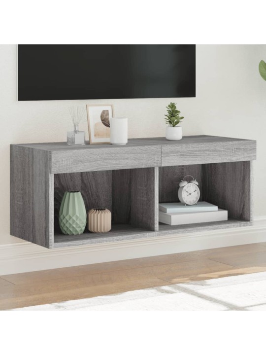 TV skříňka s LED osvětlením šedá sonoma 80 x 30 x 30 cm