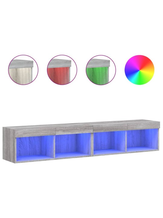 TV skříňky s LED osvětlením 2 ks šedé sonoma 80 x 30 x 30 cm