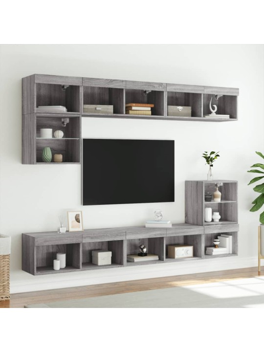TV skříňky s LED osvětlením 2 ks šedé sonoma 80 x 30 x 30 cm