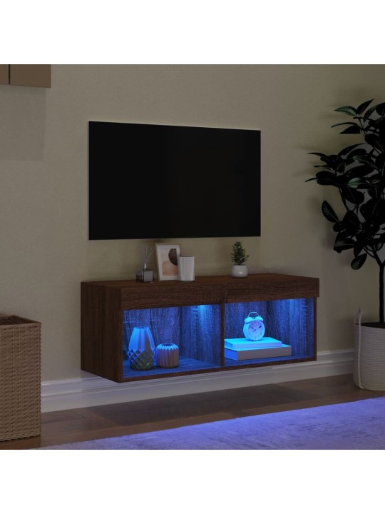 TV skříňka s LED osvětlením hnědý dub 80 x 30 x 30 cm