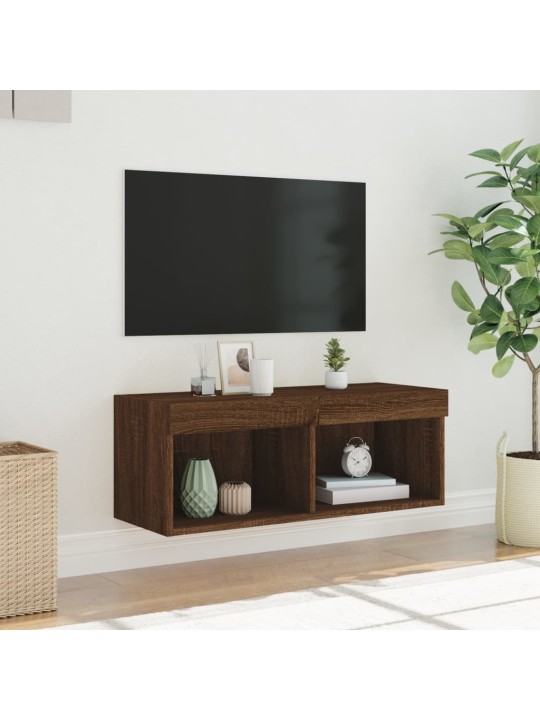 TV skříňka s LED osvětlením hnědý dub 80 x 30 x 30 cm