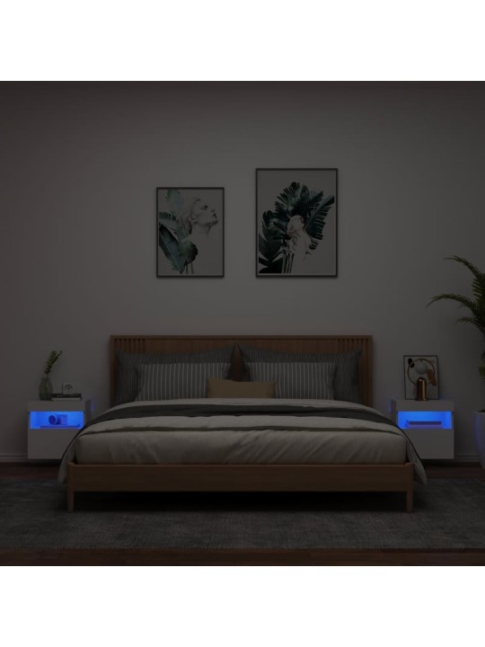 Nástěnné TV skříňky s LED osvětlením 2 ks bílé 40 x 30 x 40 cm