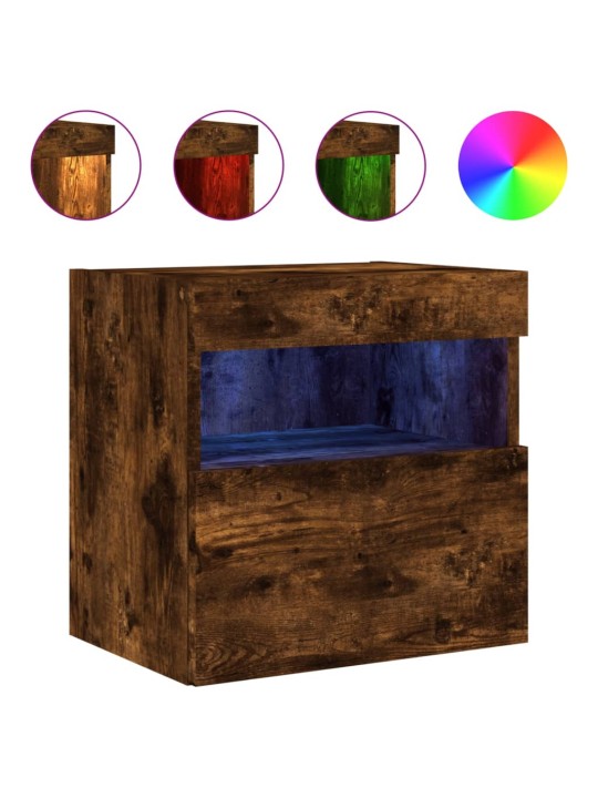 Nástěnná TV skříňka s LED osvětlením kouřový dub 40x30x40 cm