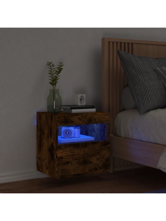 Nástěnná TV skříňka s LED osvětlením kouřový dub 40x30x40 cm