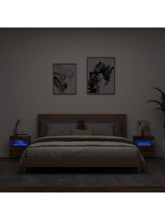 Nástěnné TV skříňky s LED 2 ks kouřový dub 40 x 30 x 40 cm