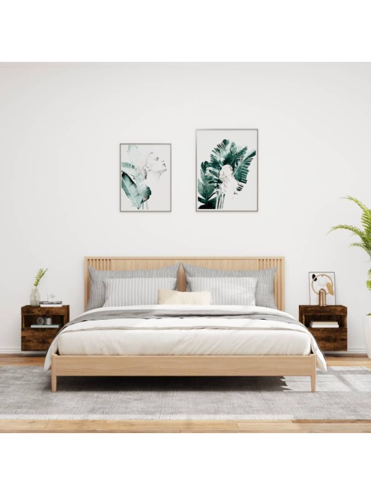 Nástěnné TV skříňky s LED 2 ks kouřový dub 40 x 30 x 40 cm