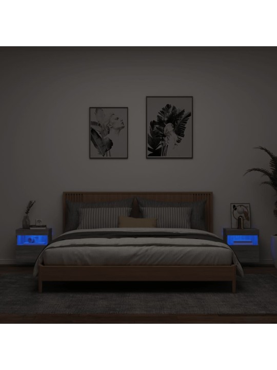 Nástěnné TV skříňky s LED 2 ks šedé sonoma 40 x 30 x 40 cm