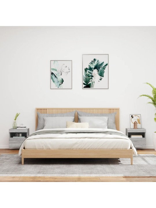 Nástěnné TV skříňky s LED 2 ks šedé sonoma 40 x 30 x 40 cm