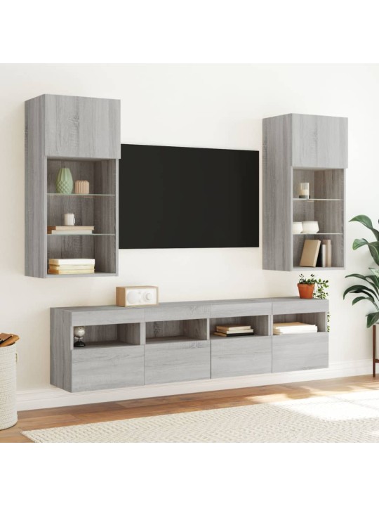 Nástěnné TV skříňky s LED 2 ks šedé sonoma 40 x 30 x 40 cm