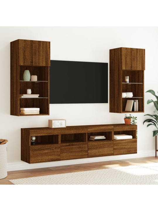 Nástěnná TV skříňka s LED osvětlením hnědý dub 40 x 30 x 40 cm