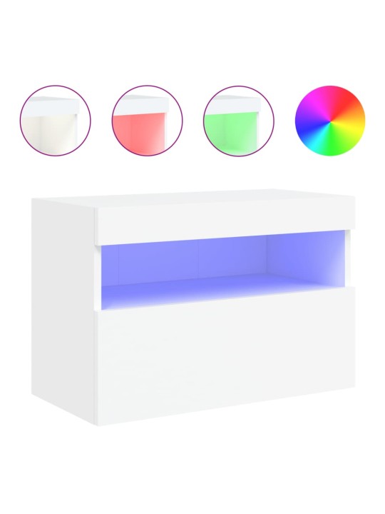 Nástěnná TV skříňka s LED osvětlením bílá 60 x 30 x 40 cm