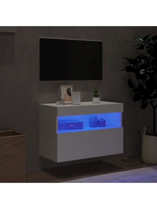Nástěnná TV skříňka s LED osvětlením bílá 60 x 30 x 40 cm