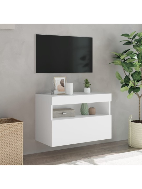 Nástěnná TV skříňka s LED osvětlením bílá 60 x 30 x 40 cm