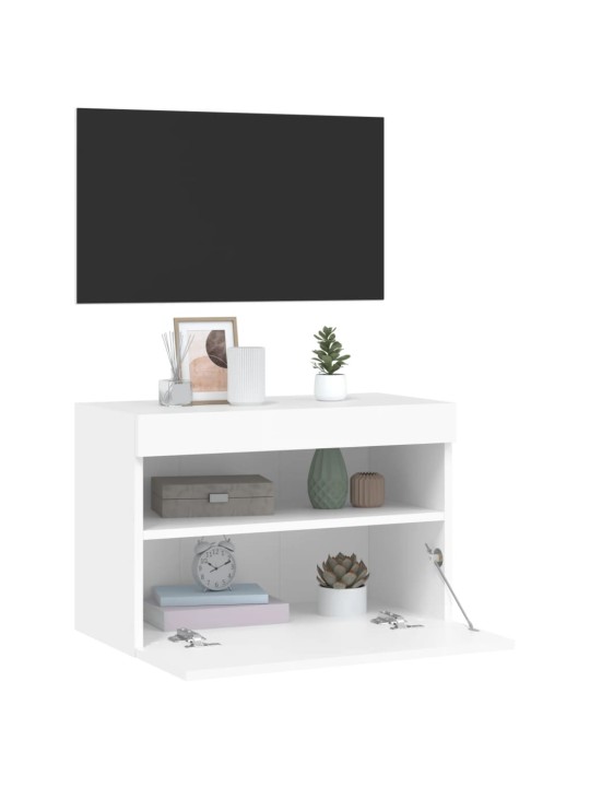 Nástěnná TV skříňka s LED osvětlením bílá 60 x 30 x 40 cm