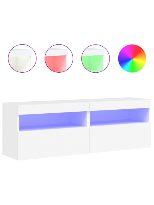 Nástěnné TV skříňky s LED osvětlením 2 ks bílé 60 x 30 x 40 cm