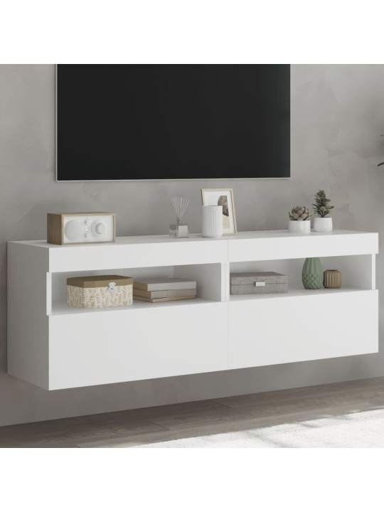 Nástěnné TV skříňky s LED osvětlením 2 ks bílé 60 x 30 x 40 cm
