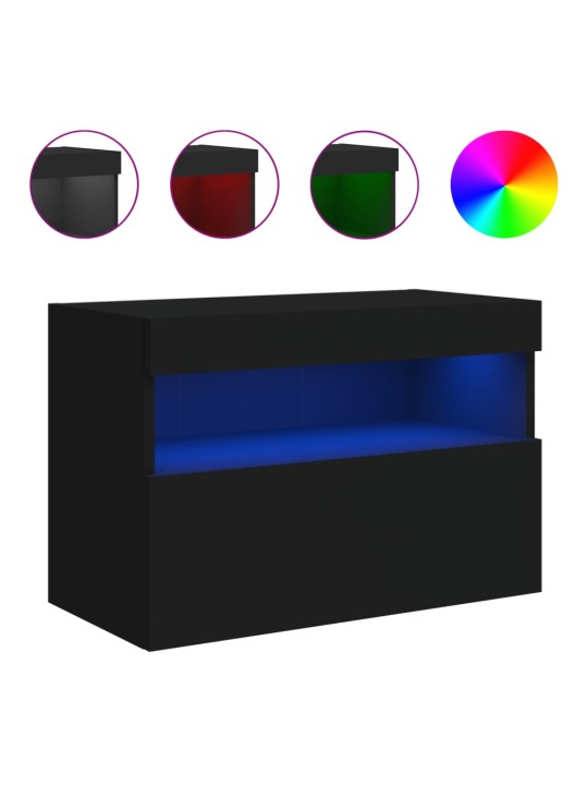 Nástěnná TV skříňka s LED osvětlením černá 60 x 30 x 40 cm