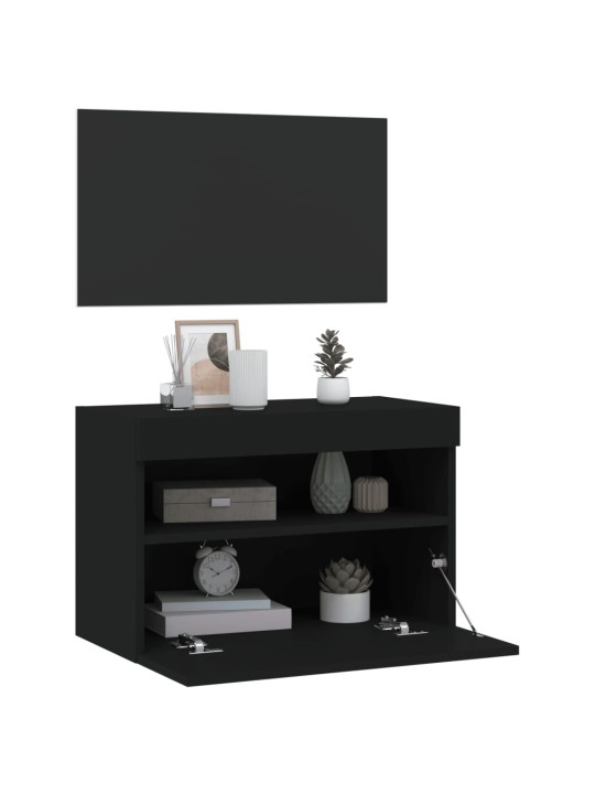 Nástěnná TV skříňka s LED osvětlením černá 60 x 30 x 40 cm