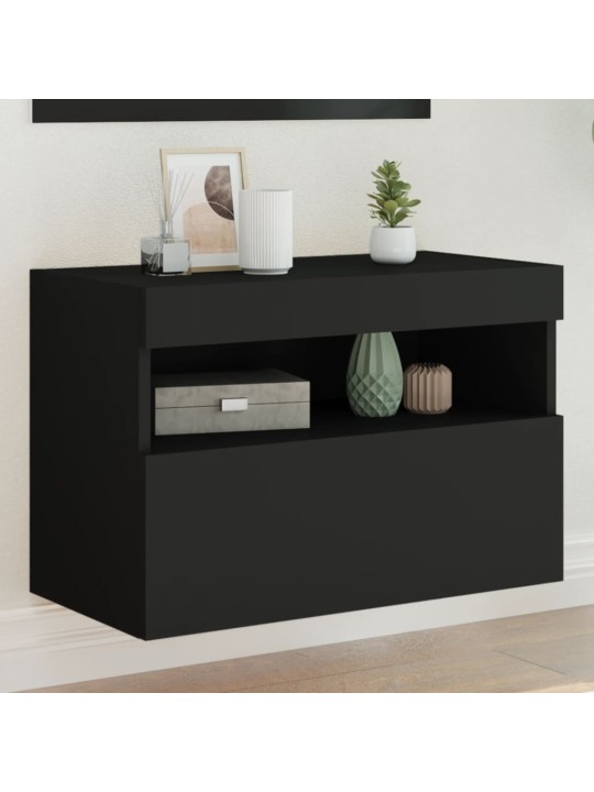 Nástěnná TV skříňka s LED osvětlením černá 60 x 30 x 40 cm