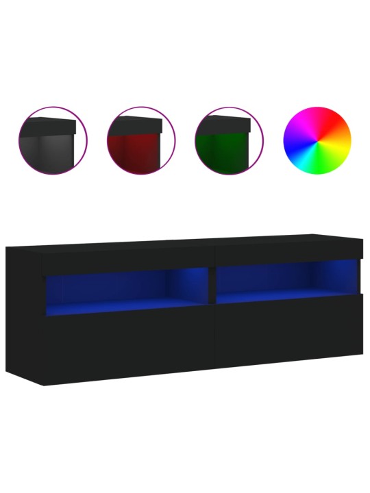 Nástěnné TV skříňky s LED osvětlením 2 ks černé 60 x 30 x 40 cm