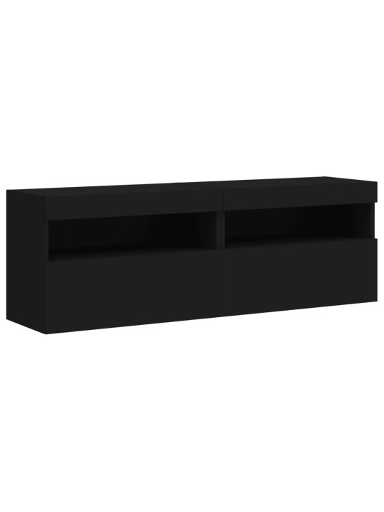 Nástěnné TV skříňky s LED osvětlením 2 ks černé 60 x 30 x 40 cm
