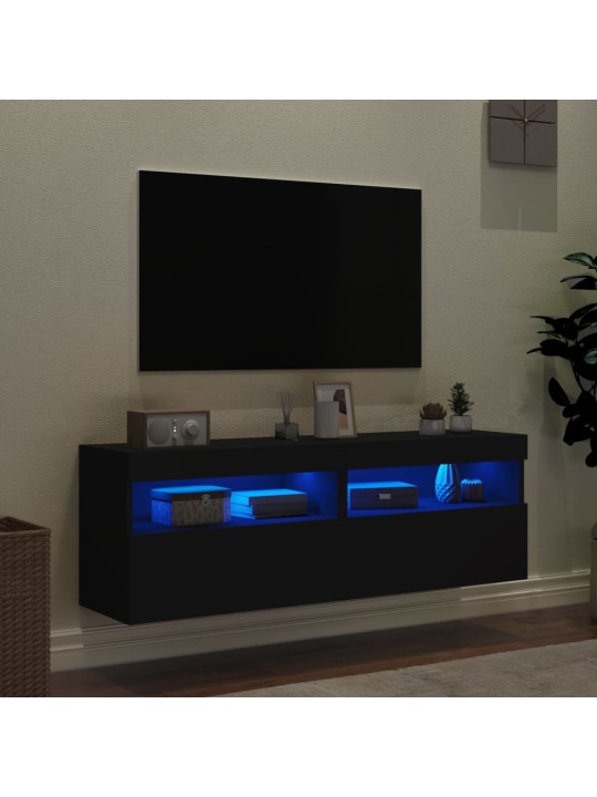 Nástěnné TV skříňky s LED osvětlením 2 ks černé 60 x 30 x 40 cm