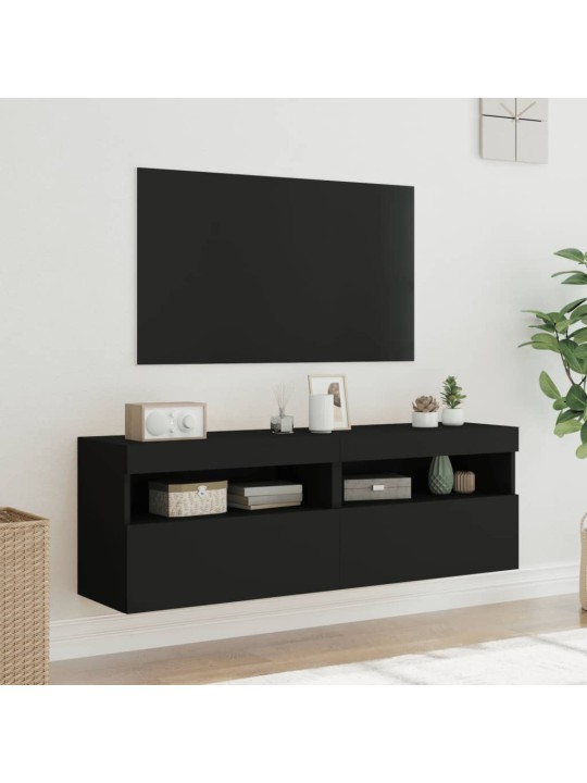 Nástěnné TV skříňky s LED osvětlením 2 ks černé 60 x 30 x 40 cm