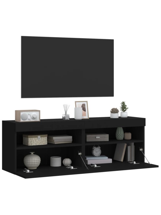 Nástěnné TV skříňky s LED osvětlením 2 ks černé 60 x 30 x 40 cm