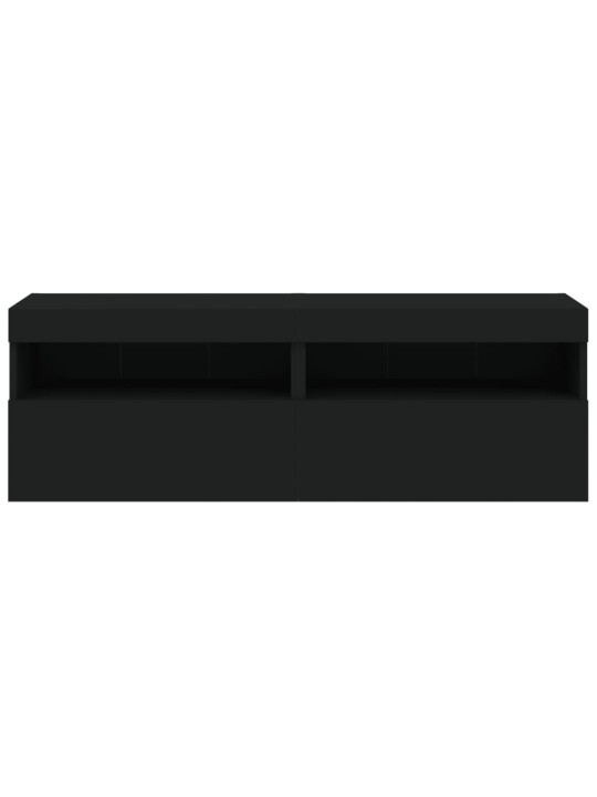 Nástěnné TV skříňky s LED osvětlením 2 ks černé 60 x 30 x 40 cm