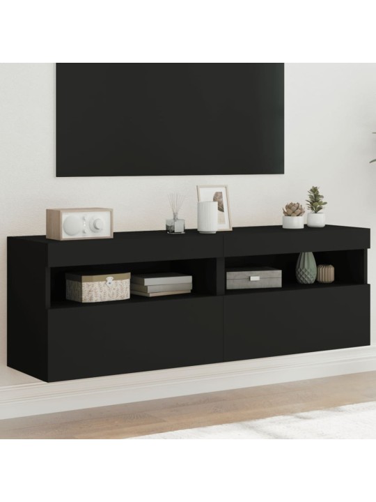 Nástěnné TV skříňky s LED osvětlením 2 ks černé 60 x 30 x 40 cm
