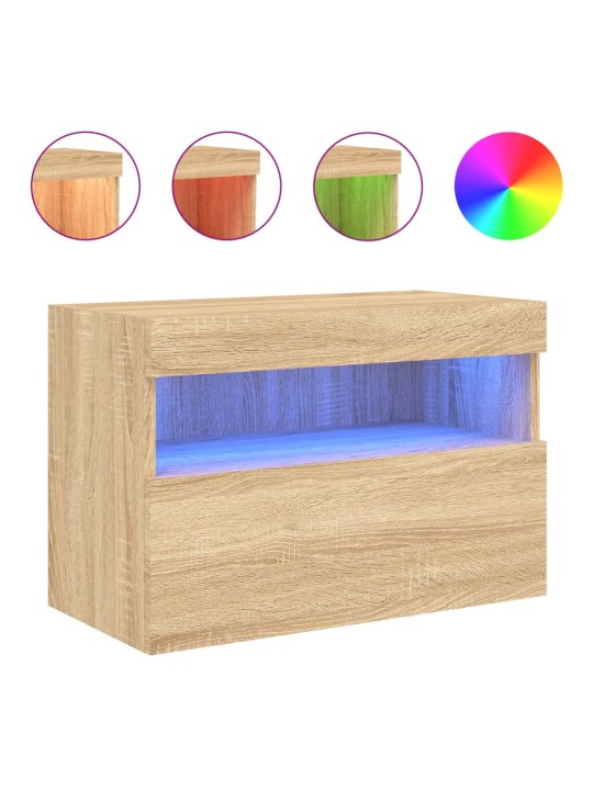 Nástěnná TV skříňka s LED osvětlením dub sonoma 60 x 30 x 40 cm