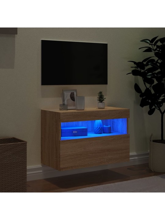 Nástěnná TV skříňka s LED osvětlením dub sonoma 60 x 30 x 40 cm