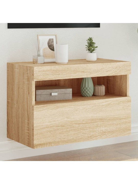 Nástěnná TV skříňka s LED osvětlením dub sonoma 60 x 30 x 40 cm
