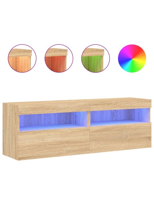 Nástěnné TV skříňky s LED osvětlením 2 ks dub sonoma 60x30x40cm