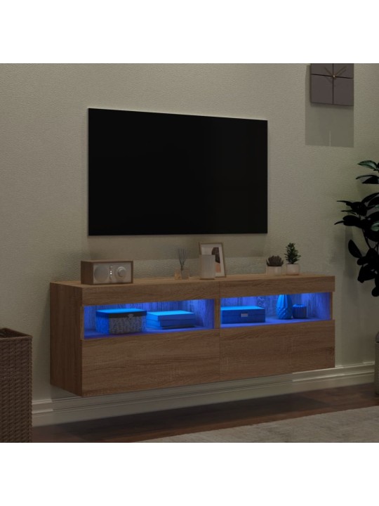 Nástěnné TV skříňky s LED osvětlením 2 ks dub sonoma 60x30x40cm